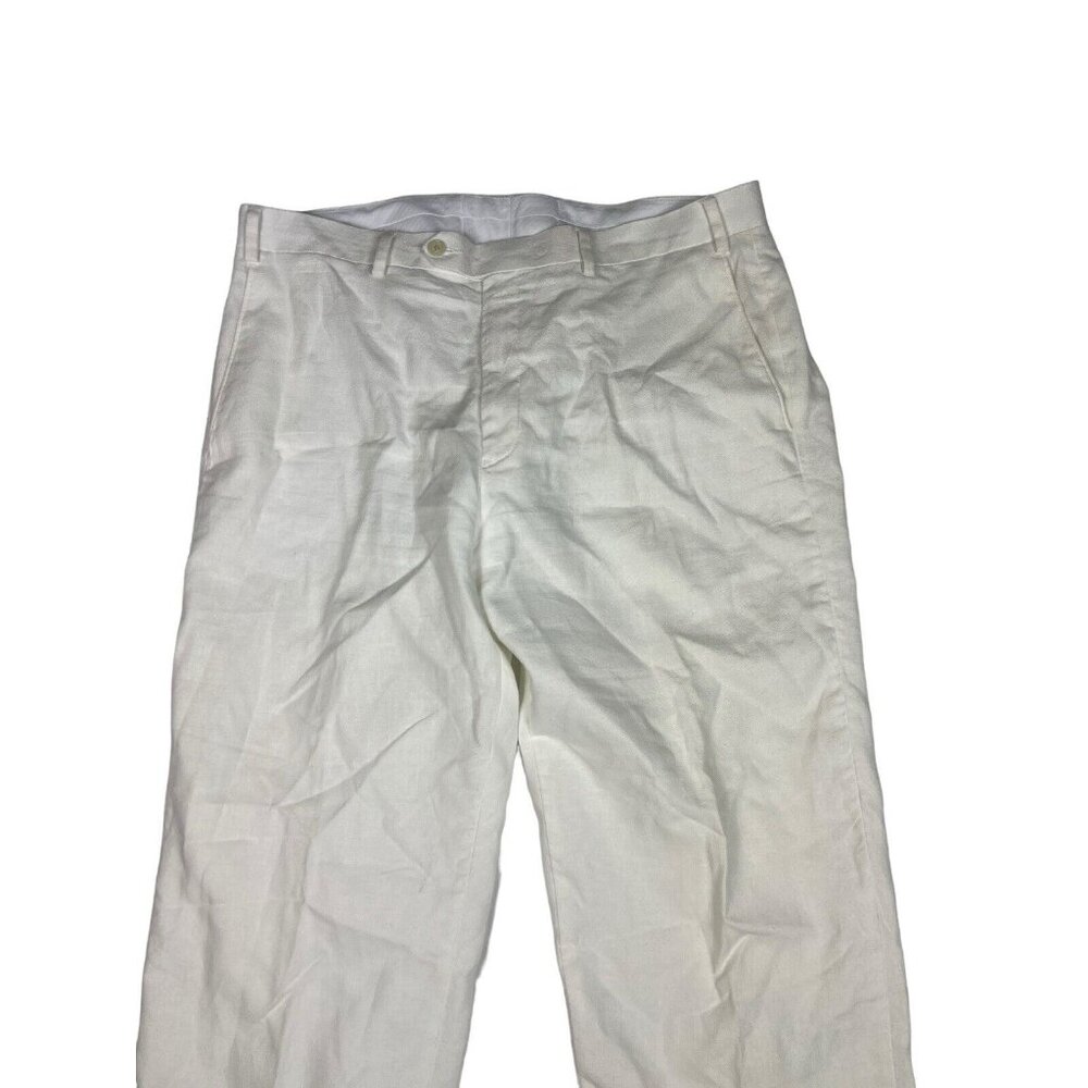 Sean John Pants Linen Cotton White Straight Fit pants Vacation Men's 36X32